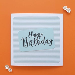 Green Striped Birthday Card | Handmade Greeting Card | Simple Card for Him or Her | Small Affordable Gift