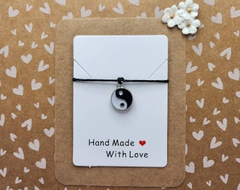 Yin Yang Wish Bracelet | Enamel Charm, Cotton Cord, Balance Jewelry