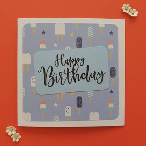 Biglietto di auguri di compleanno con gelato / Biglietto estivo fatto a mano / Divertente biglietto d'auguri per lei o per lui / Piccolo regalo conveniente