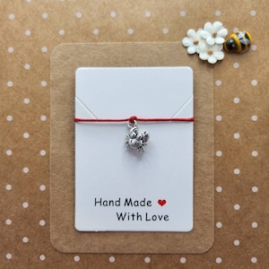 Crab Charm Wish Bracelet | Handmade String Bracelet with Silver Crab Pendant | Beach & Ocean Lover Gift UK
