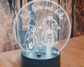 Personalized LED night light, motorcycle gift idea, for biker fans, decoration for bikers