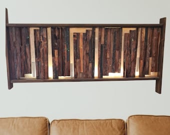 Antique Wood Wall Art: Pink epoxy resin backlight with lasting vintage appeal