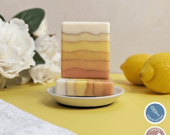 Handcrafted Soap | Lemon Chiffon | Exfoliating Goats Milk Soap | Yellow Ombre soap