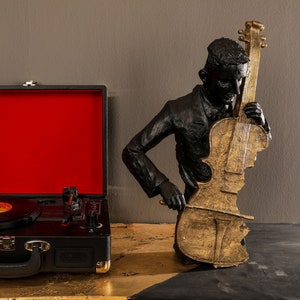 MUSICIAN MAN SCULPTURE 18.1&quot;, Cello Statue, Home Decor, Design Accessories,  Artist, Soloist, Conductor, İnstrumentalist