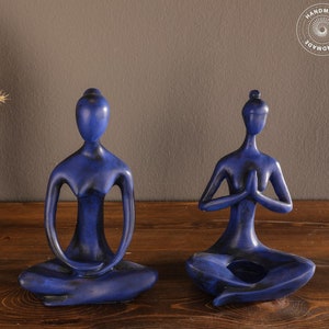 Yoga Women Candle Holder 7.8&quot; &  Man 7.8&quot; , Lady Sculpture, Yoga Man Statue, Art, Meditation
