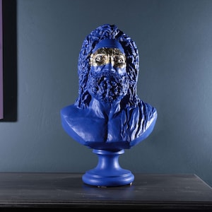 ZEUS BUST SCULPTURE Statue 14.1&quot;, Art Decor, Greek Mythology ,God of Thunder, Home Accessories, Olympus