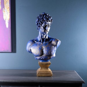 Michelangelo David Bust 17&quot;, Greek God Statue Sculpture , Hellenic, Roman, Decor