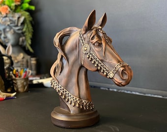 ヴィンテージ 馬の彫刻 リアルな馬の胸像 瑪瑙石彫刻 馬の頭の彫刻