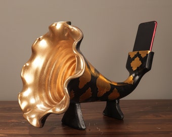 Gramophone Phone Speaker 13.7, Art, Audio iPhone Dock Speaker, Decor Sculpture, Black art