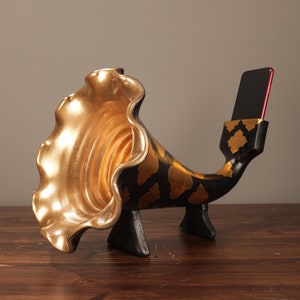 Gramophone Phone Speaker 13.7, Art, Audio iPhone Dock Speaker, Decor Sculpture, Black art