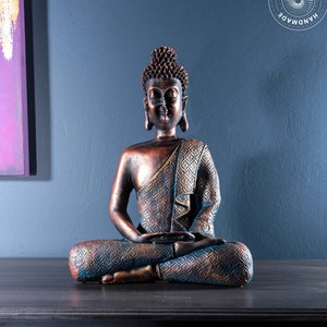 Gautama Buddha Sculpture 14.1&quot;, Buddhist, Decor Figurines, Altar Statue, Gift leaf gold leaf