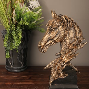 HORSE HEAD STATUE 14.5&quot; , Animal Bust, Artistic Work, Room Design Accessories, Decor Sculpture, Colt, Filly, Art