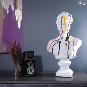 Michelangelo David Bust 17&quot;, Greek God Statue Sculpture , Hellenic, Roman, Art, Decor,  Pop Arts