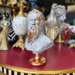 POSEIDÓN BUSTO 14.1&quot;, Dios de la mitología griega, Gran estatua romana griega Escultura, Arte, Patrón de mármol agrietado