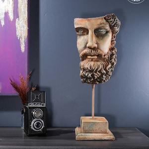 ZEUS BUST SCULPTURE 18.1&quot;, Art Decor, Greek Mythology  Statue ,God of Thunder, Home Accessories, Olympus