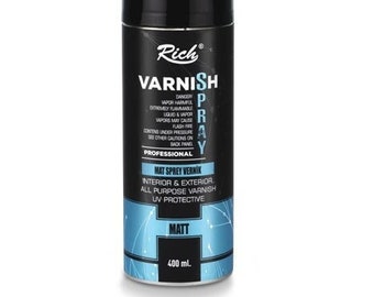 Rich Spray Varnish 400 cc, High Gloss -Semi Matt- Semi Matt Varnish, Varnish for craft project , DIY