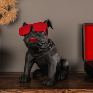 Bulldog Sculpture 22.4&quot;, Lucky Statue, Garden Accessories, Animal, Artistic Work, Art