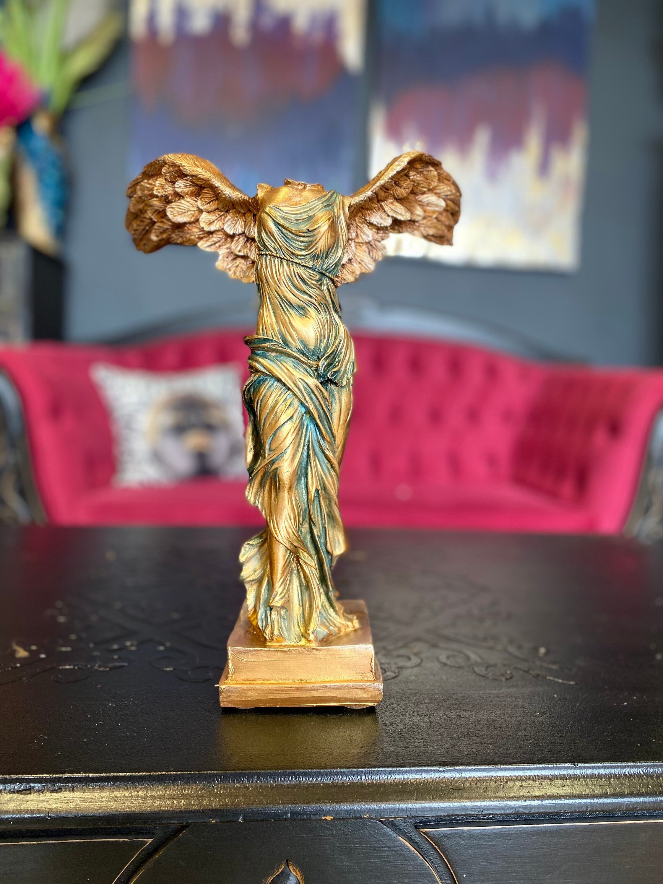 Goddess of Victory Statue 15.3" , Nike Winged Victory of Samothrace Sculpture, Roman Decor , Art, Angel, Antique Style