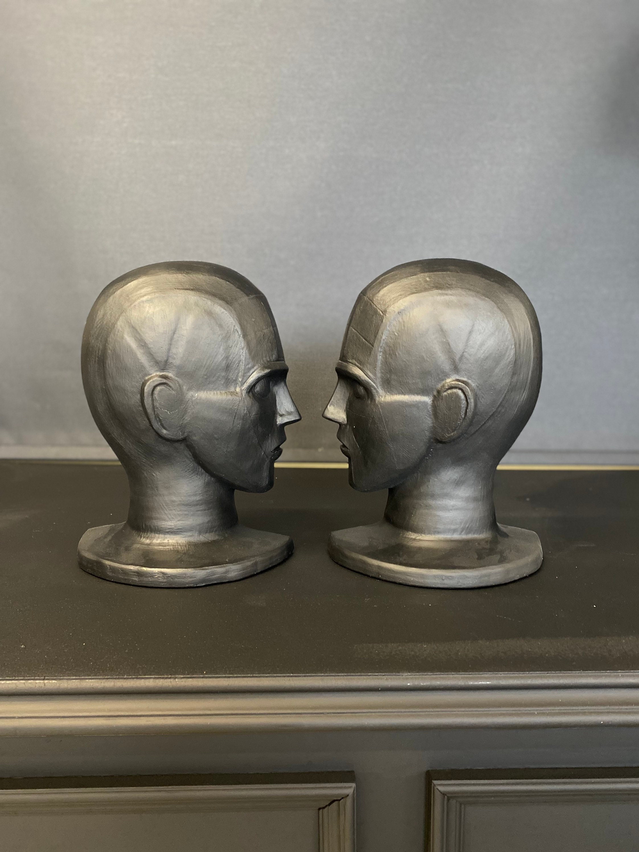 Abstract Brain Male Sculpture 12.2”, Two Pieces Bust, Brain Statue, Art ...