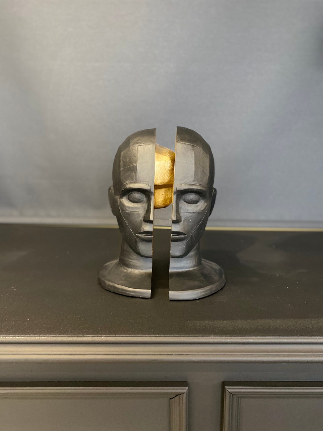 Abstract Brain Male Sculpture 12.2, Two Pieces Bust, Brain Statue, Art