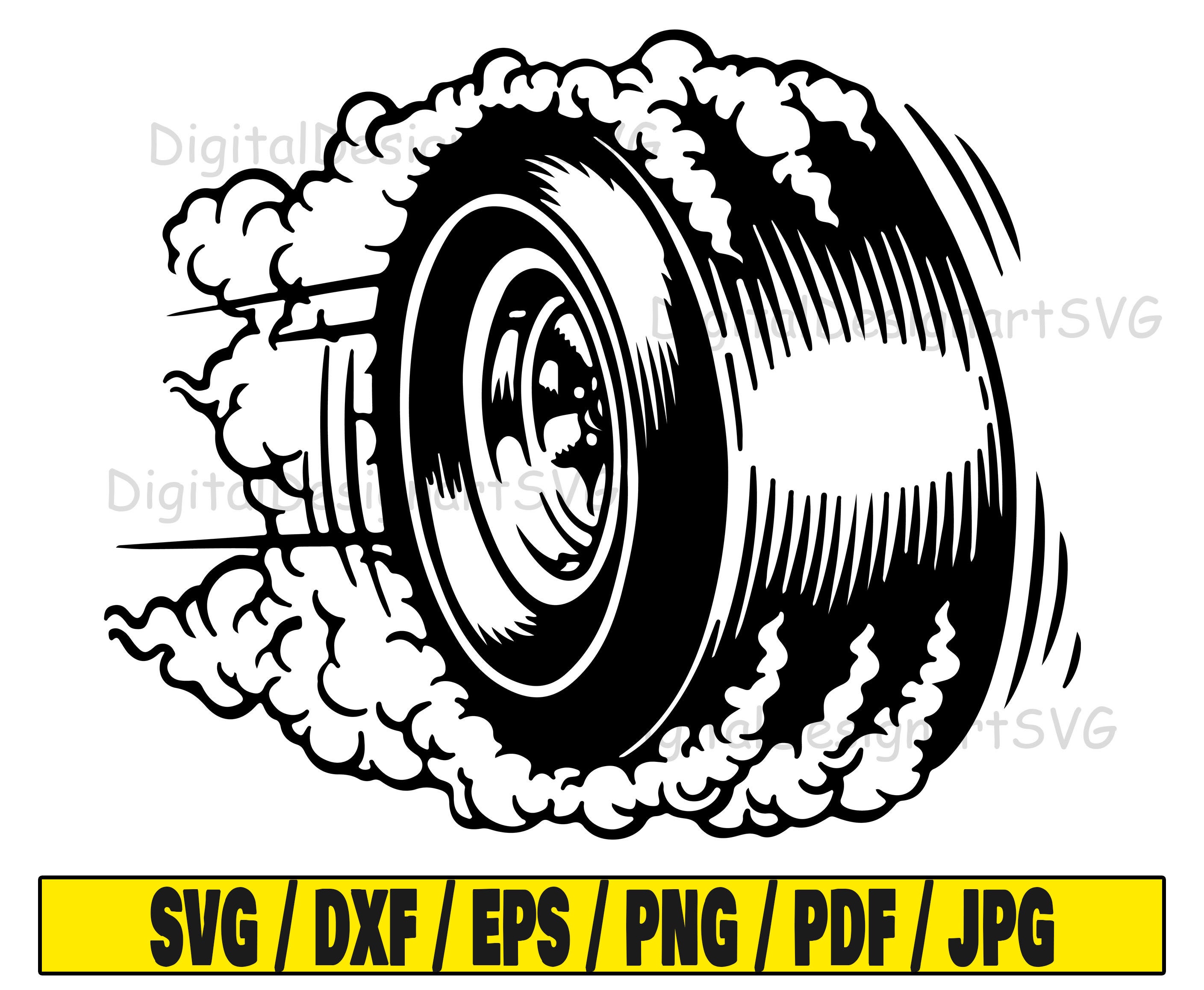 Tire svg, car svg cut file, burnout clipart, svg cut file for cricut, cut file for silhouette, race dxf, tire png, burnout eps, Digital file