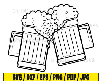 Beer mug svg, beer svg, alcohol svg, beer cut file, outline svg, silhouette svg, beer glasses svg