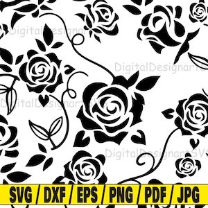 ローズ パターン SVG シームレス パターン 花柄 ダマスク模様 レザー SVG