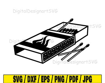 Corresponde a svg, caixa de fósforos, arquivo de corte svg, light svg, fire svg, silhueta svg, corresponde a silhueta