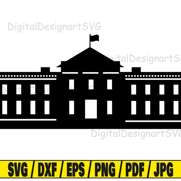 White house svg, american svg, silhouette white house, svg cut file, silhouette svg, white house silhouette