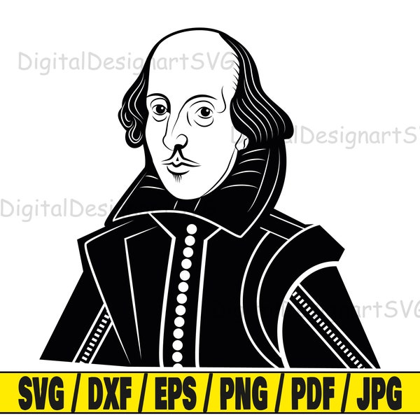 William Shakespeare svg, shakespeare svg, william svg, english svg, writer svg, silhouette svg, outline svg