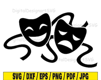 Theater masks svg, mask svg cut file, masks clipart, svg cut file for cricut, cut file for silhouette, art dxf, theater png, masks eps