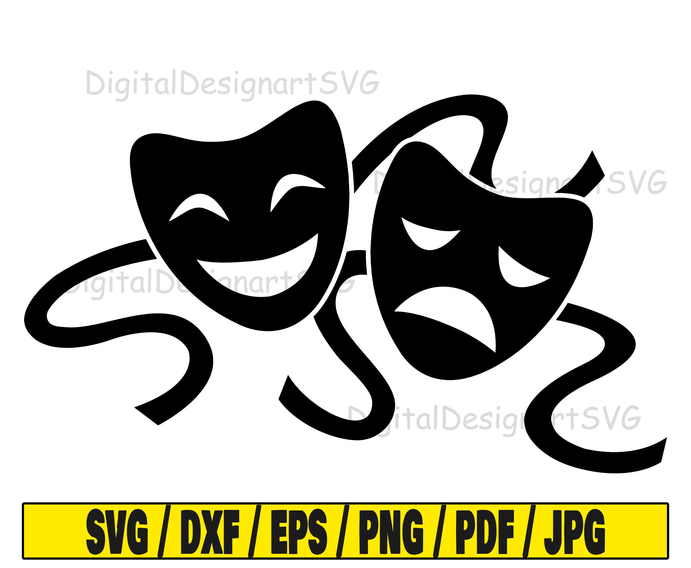 Theater Masks Svg, Mask Svg Cut File, Masks Clipart, Svg Cut File
