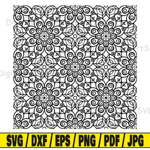 Tooled leather svg, floral svg cut file, pattern clipart, svg cut file for cricut, cut file for silhouette, tooled dxf, seamless png