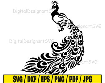 Peacock svg, bird svg cut file, ornament clipart, svg cut file for cricut, cut file for silhouette, animal dxf, peacock png, birds eps