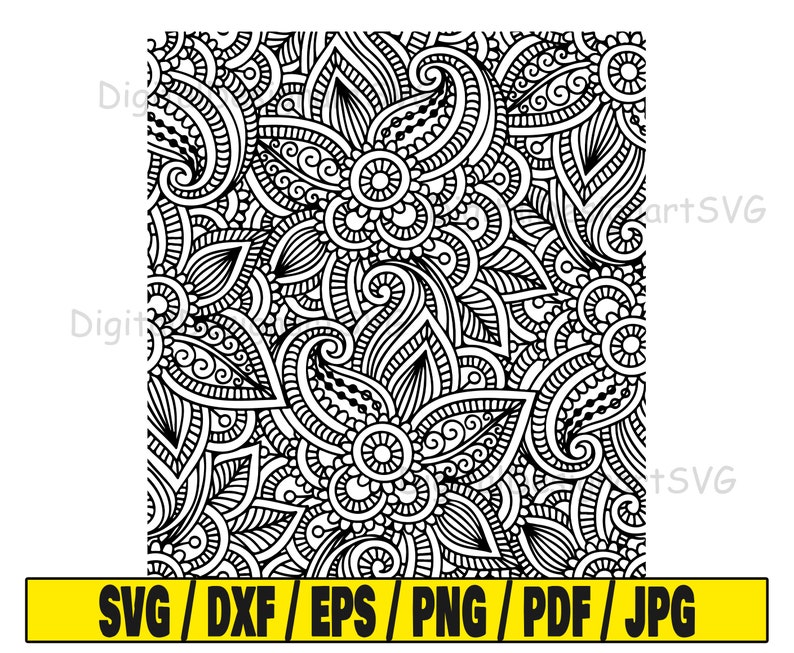 May include: Black and white paisley pattern with intricate details. The pattern is seamless and can be used for a variety of projects.