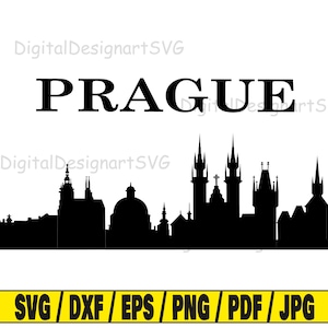 Prague svg, prague city silhouette svg, city silhouette svg, europe svg, prague svg silhouette