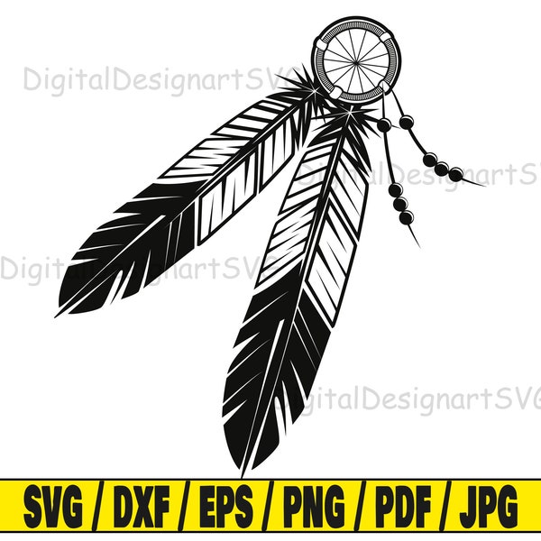Plume tribale svg #2, fichier de coupe svg de plume indienne, clipart de plume, fichier de coupe svg pour cricut, fichier de coupe pour silhouette, dxf indien, plume