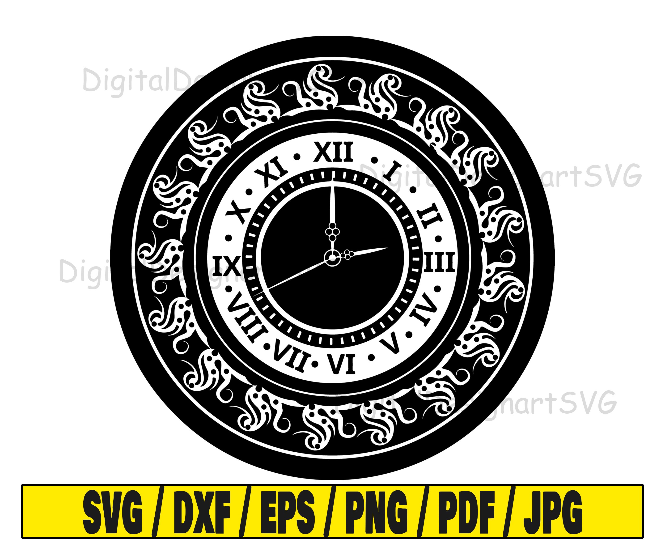 Clock Svg, Roman Numbers Svg Cut File, Roman Clipart, Svg Cut File for
