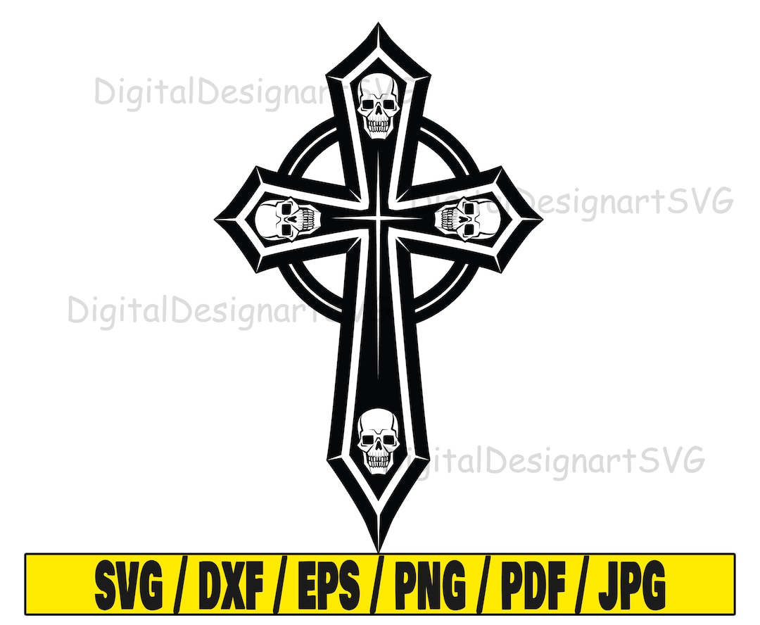 Skull Cross Svg, Cross Svg, Skull Svg, Christianity Svg, Silhouette