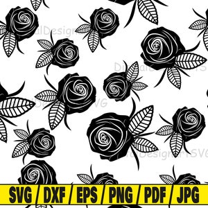 Seamless rose pattern svg, rose pattern svg, seamless pattern svg, silhouette pattern svg, rose svg, flower svg