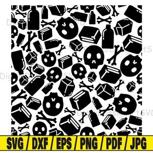 Seamless pattern svg, skull svg cut file, seamless clipart, svg cut file for cricut, cut file for silhouette, pattern dxf, skulls png