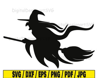 Bruxa svg, arquivo de corte svg de vassoura, clipart de bruxas, arquivo de corte svg para cricut, arquivo de corte para silhueta, mito dxf, bruxa png, bruxa eps