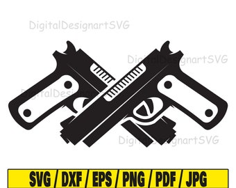Pistolas svg, arquivo de corte svg de armas, clipart de armas, arquivo de corte svg para cricut, arquivo de corte para silhueta, pistola dxf, png preto, silhueta eps
