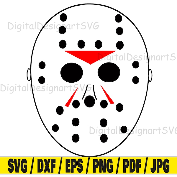 Hockey mask svg, halloween svg cut file, hockey clipart, svg cut file for cricut, cut file for silhouette, mask dxf, scary png, horror eps