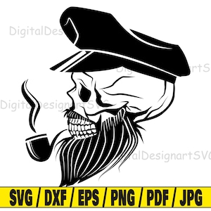 Marinaio con pipa svg, marinaio svg, pirata svg, silhouette svg, cranio svg,
