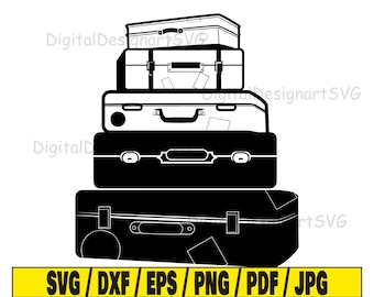 Luggage svg, travel svg cut file, bag clipart, svg cut file for cricut, cut file for silhouette, holiday dxf, airport png, luggages eps