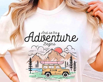 Explore Adventure Mountain Graphic Tee, Comfort Colors 1717 Camping Shirt