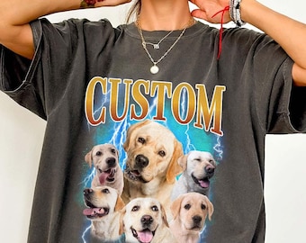 Custom Comfort Colors Pet Photo T-Shirt: Vintage 90s Style