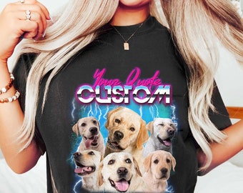 Custom Comfort Colors Pet Photo T-Shirt: Vintage 90s Style
