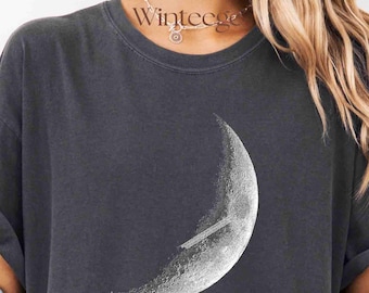 Comfort Colors Half Moon Shirt: Minimalist Astrology Crescent Tee